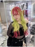 《RIHO》ライムグリーン×ピンクレッド