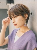 ショート ショートボブ ハイライトカラー 縮毛矯正 夏