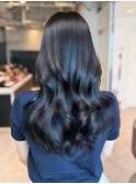 ロング韓国ヘアダークアッシュ似合わせカット_ba566361