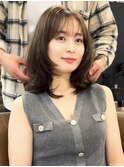 ナチュラル小顔前髪あり後れ毛サイドバング結べるボブくびれヘア