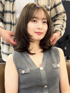 ノラ ヘアーサロン(NORA HAIR SALON) ナチュラル小顔前髪あり後れ毛サイドバング結べるボブくびれヘア