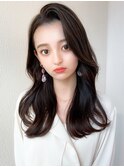 大人かわいいフェザーバングロングアッシュベージュ30代吉祥寺