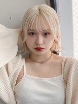 エトラ 渋谷店(etora)&nbsp;前髪 外ハネボブ イメチェン 美髪 ホワイトブロンド"