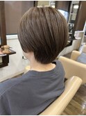 大人ショート　ハイライト　オーガニックカラーオリーブベージュ