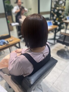 ケンジ 南林間(KENJE) ボブ×切りっぱなし×アッシュグレージュカラー【南林間】