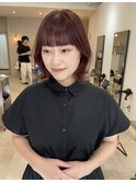 くびれヘア ピンクブラウン  ぱっつん前髪/20代/30代/40代