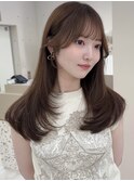 小顔レイヤーカット×ナチュラルグレージュ30代40代50代