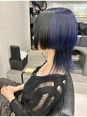 ネイビーブルー×ブラック/ウルフヘア　美由紀