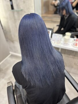 ネイビーブルー/ダブルカラー/ブリーチ/髪質改善カラー