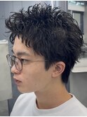原宿メンズパーマルーズショートアクティブショートツイスパ緩め