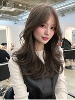 ノイズオオサカ 梅田店(NOISM OSAKA)&nbsp;デザインカラーレイヤーウェットヘアオリーブベージュ