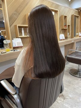 ヘア プロデュース キュオン(hair produce CUEON.) 艶ロング×イヤリングカラー×オレンジベージュ