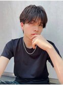 メンズショート前髪ありマッシュ黒髪パーマK20240806R