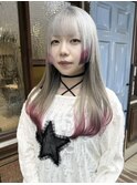ブリーチダブルカラー毛先グラデデザインカラー