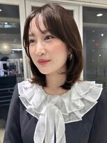 ガーデンヨコハマ(GARDEN YOKOHAMA) ブラウンミディアムレイヤーシースルーバング 韓国風 イメチェン