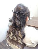 大人のルーズハーフアップ ドレスヘア 結婚式 お呼ばれ 二次会