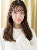 美髪マロンベージュ小顔ワンカールエアリーロングY戸頭30代40代