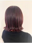 外ハネボブ×ワインレッドカラー