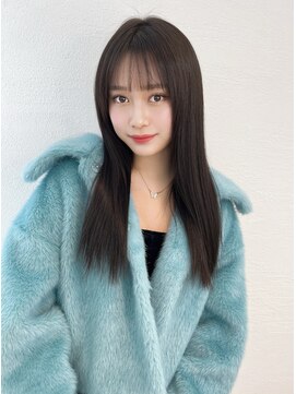 ■暗髪ぱっつんストレート/韓国ヘア　大阪豊中
