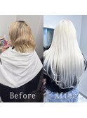 ホワイト#シールエクステ#Wカラー#韓国#レイヤーカット#横浜