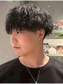 ツイストスパイラルパーマ 束感 黒髪 マッシュショート 20代