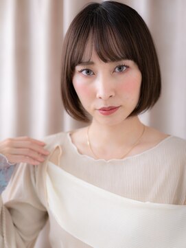 カバーヘア ブリス 川口(COVER HAIR bliss) ミルクティーアッシュ美髪艶感ストレート小顔ボブX川口30代40代