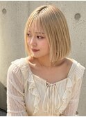金髪ダブルカラーハイトーンブリーチオンカラーホワイト系カラー