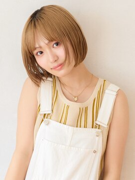 リトル 小倉(little) ミルクティーベージュ丸み前上がりミニボブ