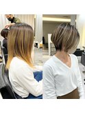 〈30.40.50代 〉白髪ぼかしハイライト×ショートボブ【ERIKA】