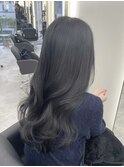ブリーチなしカラー☆透明感アッシュブラック