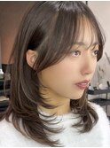 ★小顔前髪レイヤーカットナチュラル透明感ベージュ