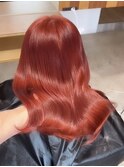ヘアカラー赤/レッドヘアー/ブリーチ/ダブルカラー/ブリーチ渋谷