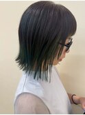 20代30代40代切りっぱなしロブ×透明感カラーオリーブグレージュ