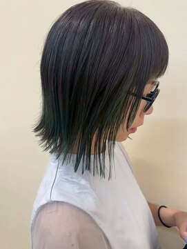 美容室ヒラトヤ 都南店 20代30代40代切りっぱなしロブ×透明感カラーオリーブグレージュ