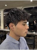 刈り上げアップバングスパイキーショートパーマスパイラルパーマ
