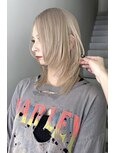 xカット/ホワイトグレージュ/レイヤーカット/チェリーブラウン