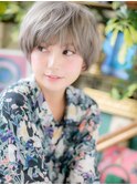 ハイトーンベージュ 根元パーマ小顔シャギーボブa