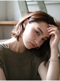 フレンチガーリー前髪なしショート/くせ毛ショート/ダブルカラー