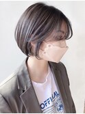 【morio 原宿】丸みボブ 立体感ハイライト グレージュカラー