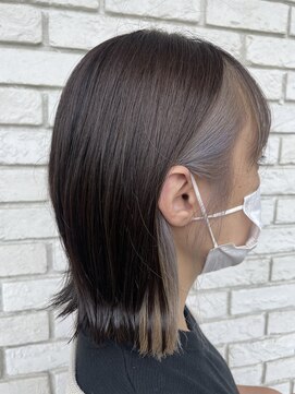 オーガニックエコ 川越(organic+eco) 外ハネぷつっとボブ×フェイスフレーミングカラー