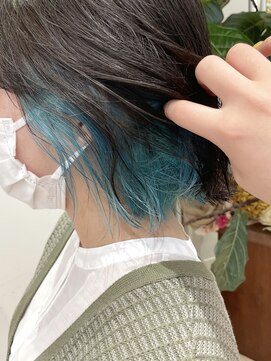 アミー 駒澤(Ammy komazawa) ボブ/インナーカラー/ターコイズ