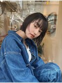 首元が綺麗に見えるスリークボブ_くすみカラー/ラベンダーカラー