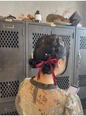 ツインアレンジ ドレスヘア 結婚式 お呼ばれ 二次会成人式卒業式