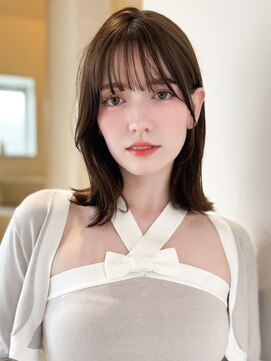 レア 表参道(L'ea) くびれヘアアプリコットオレンジ夏ヘアハイライトカラー