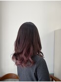 セミロングインナーカラーピンク