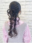 ayakaリボン編みおろしヘアアレンジ