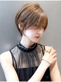 大人ショート/縮毛矯正/学割U24/ブルーカラー/くすみベージュ