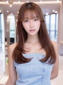 ミディアム髪質改善ストレート顔周りレイヤーカット前髪縮毛矯正