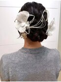 ヘアセット 編み込み 和装アレンジ 着物 アップスタイル 成人式