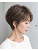【50代60代】似合わせ大人ショートボブ/前髪あり/白髪ぼかし